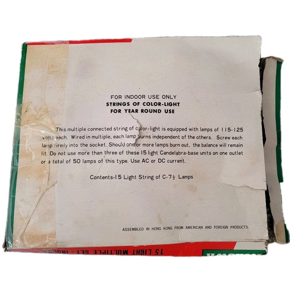 Vintage‎ Renown Indoor Christmas Tree Lights String Working Missing a Few Bulbs